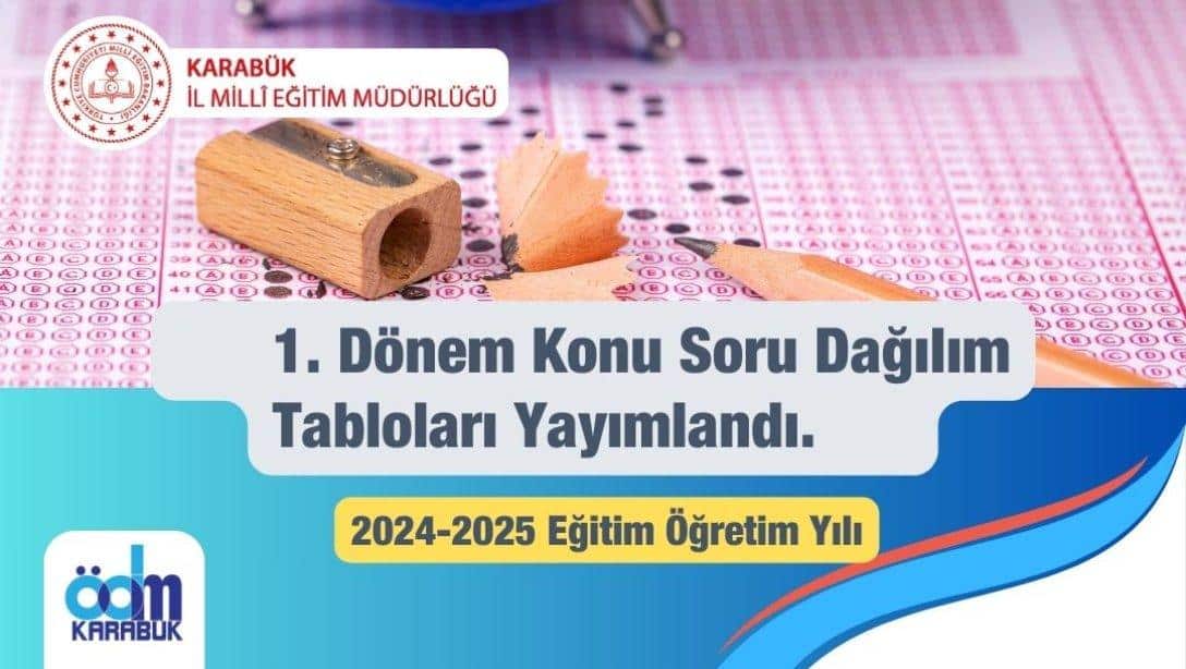 2024-2025 1. DÖNEM KONU SORU DAĞILIM TABLOLARI YAYIMLANDI